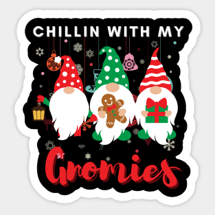Chillin with my gnomies,Christmas funny gnomes, Merry Christmas Sticker